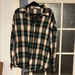Fantaslook Classic Green Plaid Button-Up Shirt  size xl NWT